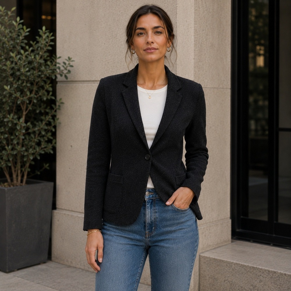 Majestic Filatures Textured Knit Blazer XS Black Layering French Minimalist NWT